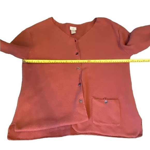 j Jill Lightweight Maroon/Pink Button Down Cardigan One Pocket Size Small - Picture 6 of 7